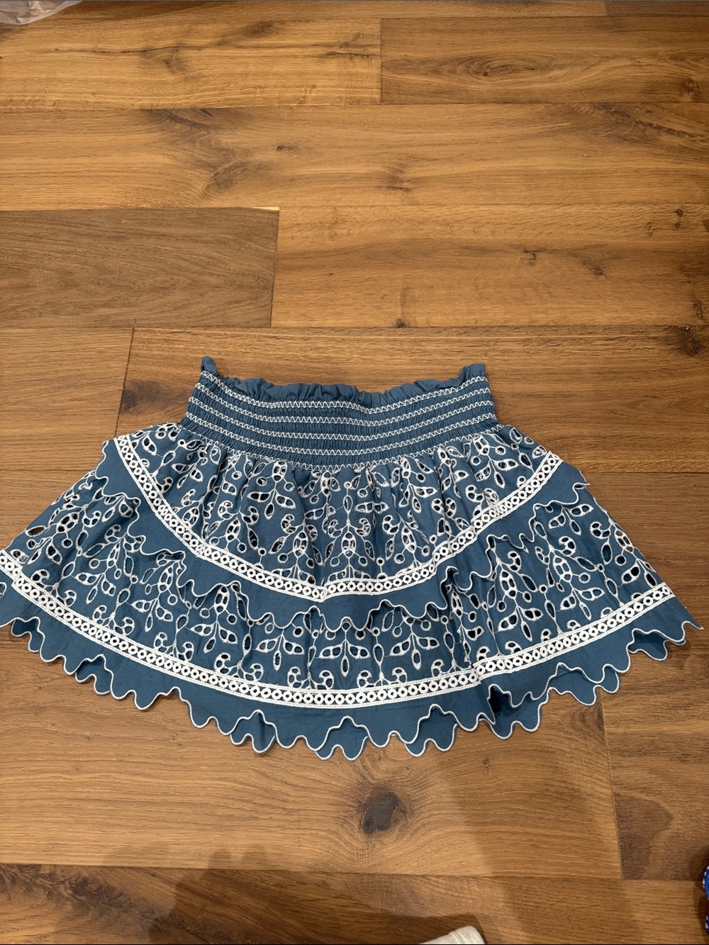 SAYLOR Blue Eyelet Tiered Skirt